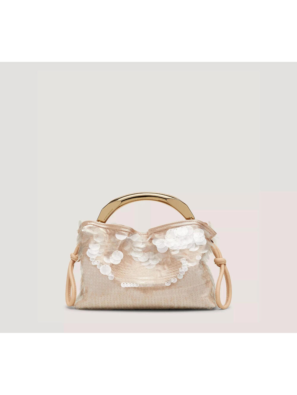 Stuart Weitzman Mia Mini Arc Bag Champagne Gold Sequin shoulder crossbody Bag
